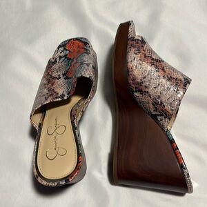 Jessica Simpson wedges, snake print multi 9.5